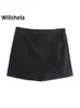 Rokken Willshela Damesmode Asymmetrische Shorts Hoge Taille Achterzakken Rits Zijkant Vintage Vrouwelijke Skort Effen 230825