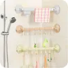 Bath Accessory Set Creative Bathroom Towel Bar Adhesive Hook Suction Cup Rotating Rack For Hanging Loofahs Washcloths Racks Waterproof