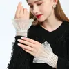 Knee Pads Women Short Arm Sleeves Lace Floral Wrist Cuffs Bracelets White Gloves Fingerless Sweater Decorative Detachabl