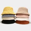 Wide Brim Hats Bucket Fashion Winter Plush Hat Solid Color Lamb Wool Fisherman for Women Casual Outdoor Warm Panama Cap Lady Thicken Caps 230825