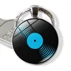 Keychains WG 1PC Fashion Retro Gramophone Vinyl Record Time Gemstone Keychain Keyrings Metal Glass Ball smycken Tillbehör