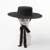 Wide Brim Hats Bucket fashion simple woolen top hat ladies wool felt bandage flat 230825