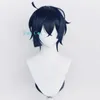 Cosplay Wigs Anime Fallstudien av Vanitas cosplay peruk Vanitas no karte mörkblå hår örhänge öronklipp värmebeständigt fiber hår peruk cap 230826