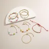 Strand Sweet 8st/Set Flower Multilayer Women Heart Fashion Jewelry Acrylic Pärledarmband Set Rope Bangles