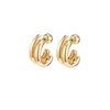 Boucles d'oreilles américaines en métal de haute qualité, Surface brillante, Double couche épaisse, clous d'oreilles pour femmes, uniques, personnalisées, gracieuses et sauvages