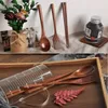 Spoons Natural Wood Spoon Chopsticks and Fork Dinner Set Rice Soup Table Gervis Handgjort Hushållens bordsartiklar 230825