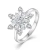 Bague de fiançailles en argent Sterling S925 pour femmes, bijoux en diamant, flocon de neige de noël, cristal bleu, bague en Zircon pour fête de mariage