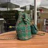 Tasarımcı Sırt Çantası Kadın Tote Çanta Mini Kova Çantası Yün Kumaş Yeşil Omuz Çantası Lüks Kalite Kompozit Çanta 2pc Crochet Crossbody Cangs Strap Logo Cüzdan 22cm