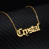 Pendant Necklaces Old English Nameplate Necklace Gold Color Choker Stainless Steel Personalized Name Pendants Romantic Gift 230825