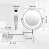 Compact Mirrors Retail 8.5" LED Double Sided Swivel Wall Mount Vanity mirror-3x 5x 10x Magnification Touch Button Adjustable Light 230826