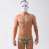 costumi da bagno WD14 sexy stampa foglia verde uomini gay perizoma costumi da bagno piscina calda lmen costumi da bagno bikini costumi da bagno slip di piccola dimensione