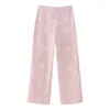 Pantalon femme MosiMolly broderie Chic lin jambe large joli pantalon Long été 2023