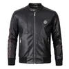 Plein Bär Winter Herbst Männer Mantel Jacke Schlank Faux Leder Motorrad Pu Faur Jacken Lange-sleeve Oberbekleidung Mäntel 841607