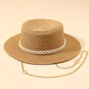 Wide Brim Hats Bucket Designer Pearl Necklace Sun For Women Summer Beach Ladies Black Party Hat Wholesale 230825