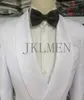 Herrenanzüge Blazer Custom Pour Hommes Made Groomsmen Weißes Muster Bräutigam Smoking Schal Revers 2ST Hochzeit Jacke Hosen Kostüm Homme 230825