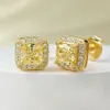 Очарование Wong Rain 18k Gold Lated 925 Серебряные серебряные серебряные сияющие срезы 5*5 мм Серьги для ушей с цитрином