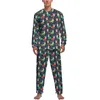 Men's Sleepwear Dog Pow Art Pajamas Long Sleeve Colorful Pawprints 2 Pieces Casual Set Spring Male Design Cool