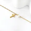 Fußkettchen Edelstahl Für Frauen Mädchen Kreuz Imitation Perle Anhänger Zu Fuß Sommer Strand Mode Schmuck Barfuß Geschenk