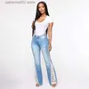 Jeans femininos verão rasgado jeans mulheres 2023 sexy borla angustiado cintura alta flare jeans senhoras casual denim bell bottoms calças streetwear t230826