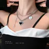 Nya Senior Fashion Women Pendant Halsband Fina dubbla länkkedja Metal Heart Party Halsband smycken gåva grossist YMN007