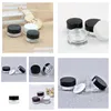 Bouteilles d'emballage en gros clair crème pour les yeux bouteille de pot 3G 5G vide verre baume à lèvres conteneur large bouche cosmétique échantillon pots avec noir otlog