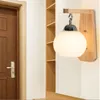 Lámpara de pared minimalista de madera nórdica LED dormitorio creativo mesita de noche pasillo escalera pasillo estudio japonés