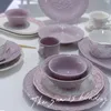 Assiettes en céramique violette, assiettes de dîner modernes européennes créatives rondes Style Ins gâteau à Dessert vaisselle de table 230825