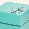 Luxury Charm Earrings Brand Designer Fleur Victoris Four Leaf Clover Crystal Zircon Stud Earrings Wedding Jewelry For Brides With Box Party Gift