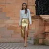Skirts OL Women Skirt Sequin Gold jupe femme faldas Midi For Party Split Long Woman Glitter 230826