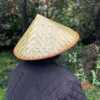 Wide Brim Hats Oriental Bamboo Hat For Women Men Sun Protective Conical Breathable Brimmed BambooWoven Cap Cosplay Coolie