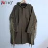 Men's Trench Coats PFHQ Autumn Wearing Rope Tassel Personalized Coat Hip Hop Streetwear Hooded Loose Handsome Chic Windbreaker 21Z1582 230825