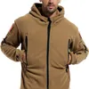 Mäns jackor Autumn Winter US Military Thermal Fleece Tactical Jacket Outdoor Sports Hooded Coat Softshell Vandring Army Outwear 230825