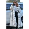 Kvinnors päls faux kappa kvinnor vinterf mode varma x-långa rockar massivt huva löst öppen sömkläder Lugentolo