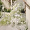 Decorative Flowers Wreaths White Orchid Rose Babysbreath Flower Row Arrangement Wedding Table Centerpiece Ball Artificial Floor Floral Runner Party Props 230825