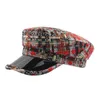 BERETE XDANQINX WINTER WOMENSING FLAT CAP PLAIDエレガントな軍事帽子厚い綿糸ファッションブライトシルクヒップホップキャップ女性230825