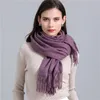 Scarves Winter Scarf For Women Shawls And Wraps Fashion Solid Warmer Thick Cashmere Pashmina Lady Neck Head Stoles Bandana 230825