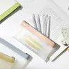 1pcs Simple Transparent TPU Leather Fashion Pencil Bag Pouches Stationery Organizer Case Pencilcase School