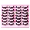 Natural Thick Fluffy Colored False Eyelashes Extensions Wispy Soft Handmade Reusable Multilayer 3D Mink Fake Lashes with Color Messy Crisscross Colorful Lashes
