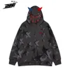 Мужские куртки в стиле хип-хоп Harajuku Demon Star Print Модная зимняя винтажная куртка на молнии с капюшоном Осенняя уличная одежда Хлопковые пальто 230825