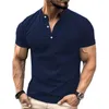 남성용 폴로 여름 남자의 캐주얼 단락 폴로 셔츠 사무실 패션 스탠드 칼라 Tshirt 통기 의류 230825