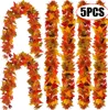 Faux Floral Greenery 5PCS Artificial Vine Red Autumn Maple Leaf Fake Garland for Christmas Halloween Thanksgiving Hanging 230825