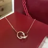 Designer Charm Carter Double Ring Necklace 925 Sterling Silver Plated 18K Guld Buckle Necklace Pendant CLAVICLE CHAVID