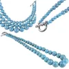 Tour de cou TUMBEELLUWA bleu Turquoise pierre taille-classée boule collier de perles bijoux de Style rétro pour femmes