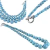 Choker Tumbeelluwa Blue Turquoise石のサイズのボールビーズネックレス女性のレトロスタイルのジュエリー