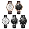 腕時計Ooupinke Men's Watches豪華な自動機械式ワーストウォッチムーンフェーズサファイアマンレザーブレスレット230825の多機能ウォッチ