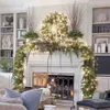 Julekorationer 2,7 m 5 färger Juldekorationer Garland Decoration Rattan Lights Wreath Decorated Mantel Pise Sappor Wall Door Decor 230825