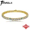 Bangle TOPGRILLZ Classic Tennis chain Set 4 5mm Cubic Zirconia Waterproof Bracelet Necklace with Blue D s For Women Men 230825