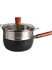 Casseroles Petit pot de style japonais pour une personne, soupe de nouilles instantanées, fond multicouche composite en alliage d'aluminium antiadhésif