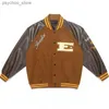 Männer Varsity Uniform Baseball Jacken Patchwork Langarm Einreiher Hip Pop Bomber Mäntel Stickerei Casual Streetwear Q230826