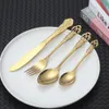 Dishes Plates Royal Tableware Set Embossed Retro Stainless Steel Knife Fork Spoon el Western Food CST 230825